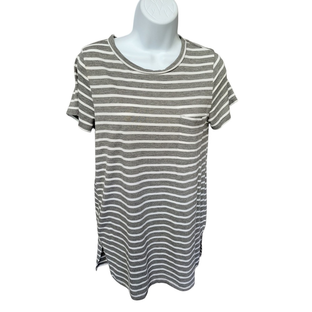 Women's Gray Pocket T-Shirt Mini Dress S Casual Relaxed Fit Super Soft Comfy